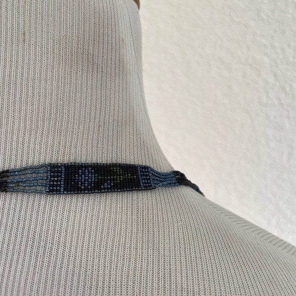 Antique 1920s Flapper Art Deco Micro Beaded Necklace with Butterfly - Picture 10 of 10